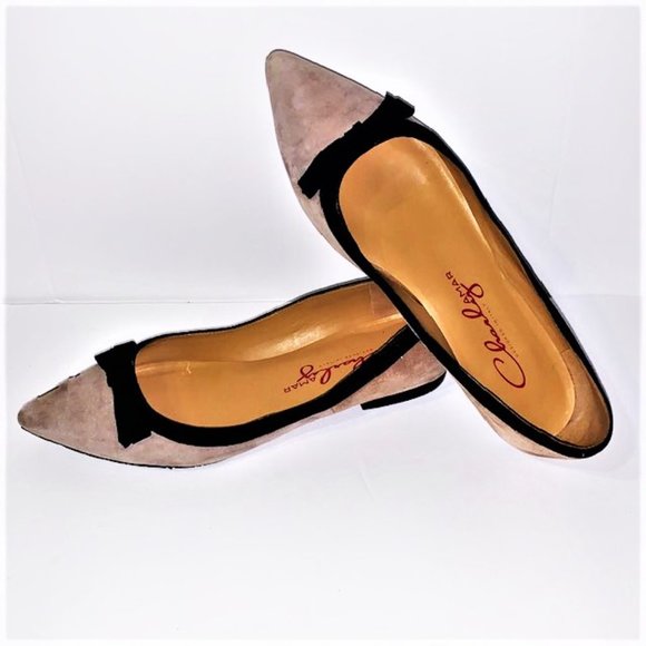 CHARLY AMAR Chnori Suede Bow Flats - Picture 3 of 8